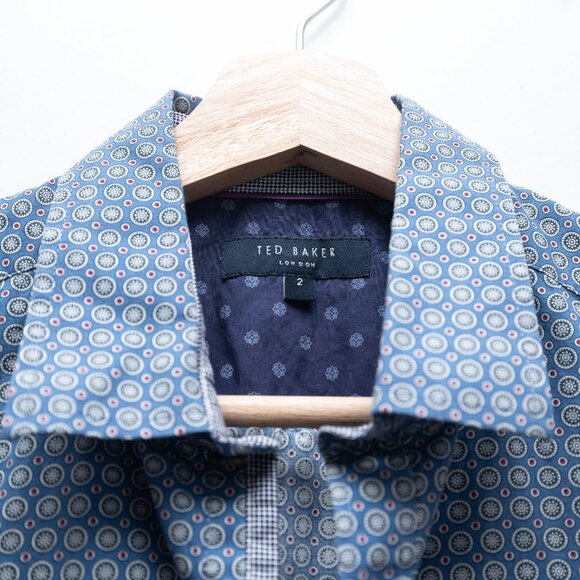 Ted Baker Button Down Short Sleeve T Shirt Printed - Picture 3 of 8